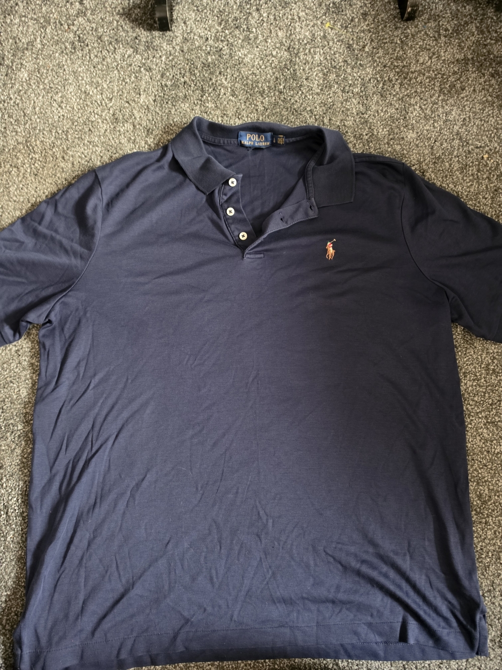 Ralph Lauren Navy Polo with Orange Pony Embroidery